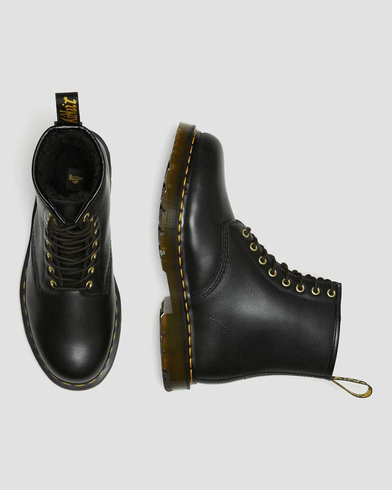 Men's Dr Martens 1460 DM's Wintergrip Leather Lace Up Boots Black | AU 508NWY